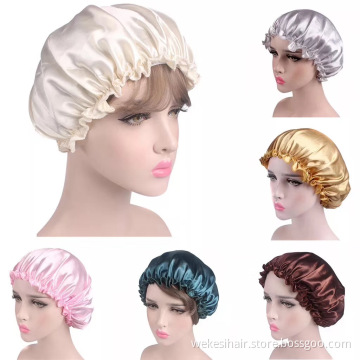Low MOQ women hair accessories satin silk bonnet with custom logo